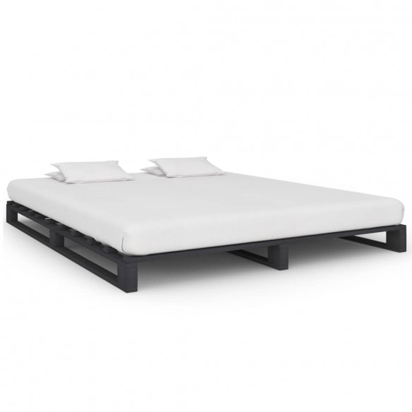 Lit de palette Gris Bois de pin massif 160 x 200 cm