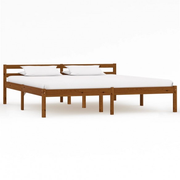 Lit Marron miel Bois de pin massif 160 x 200 cm