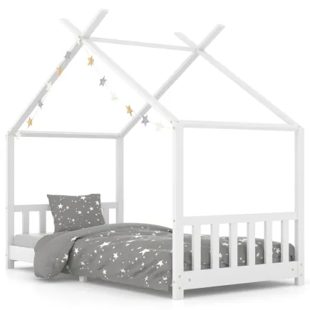 Lit d'enfant Blanc Bois de pin massif 90 x 200 cm 2