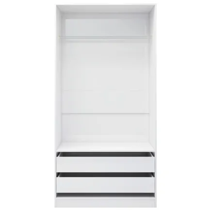 Garde-robe Blanc brillant 100x50x200 cm Aggloméré 2