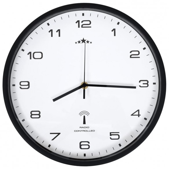 Horloge murale radioguidée Mouvement à quartz 31 cm Blanc/noir Horloge murale radioguidée Mouvement à quartz 31 cm Blanc/noir