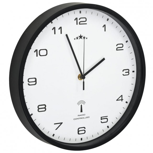 Horloge murale radioguidée Mouvement à quartz 31 cm Blanc/noir Horloge murale radioguidée Mouvement à quartz 31 cm Blanc/noir
