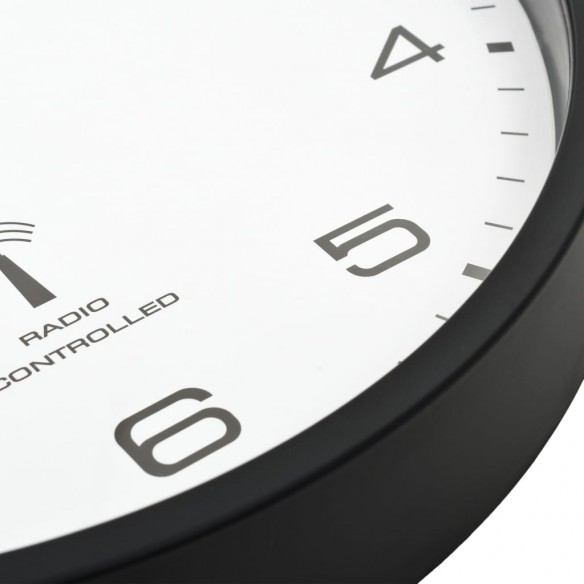Horloge murale radioguidée Mouvement à quartz 31 cm Blanc/noir Horloge murale radioguidée Mouvement à quartz 31 cm Blanc/noir