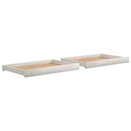 Tiroirs de lit 2 pcs Blanc Bois de pin massif 2