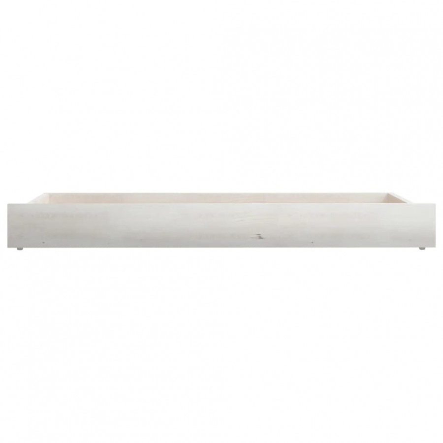 Tiroirs de lit 2 pcs Blanc Bois de pin massif