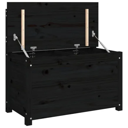 Banc Noir 80x41x77 cm Bois de pin massif 2