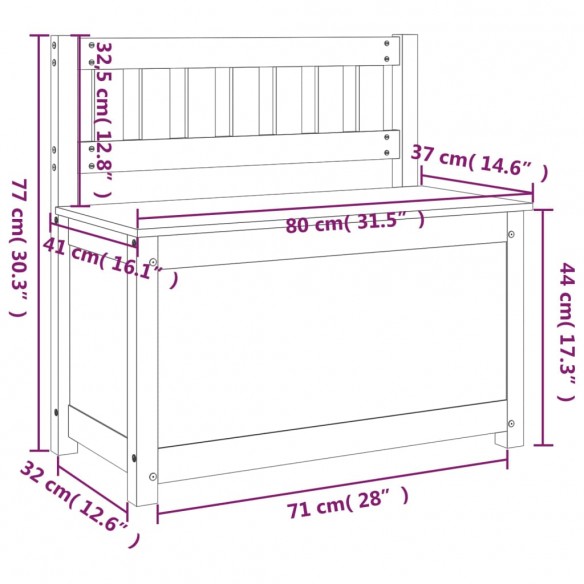 Banc Noir 80x41x77 cm Bois de pin massif Banc Noir 80x41x77 cm Bois de pin massif