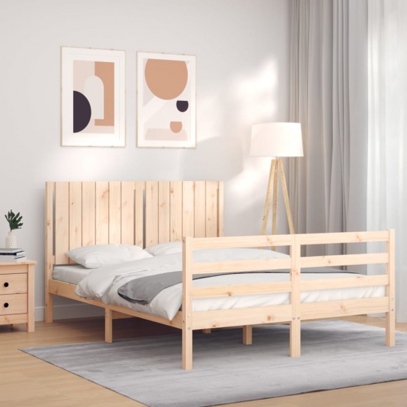 Lit avec tête de lit 140x200 cm bois massif