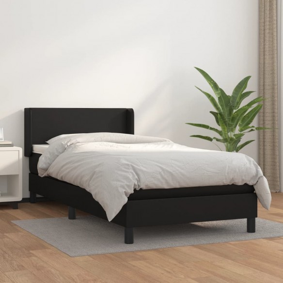 Lit avec matelas Noir 100x200 cm Similicuir