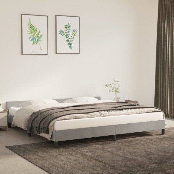 Lit avec tête de lit Gris clair 200x200 cm Velours