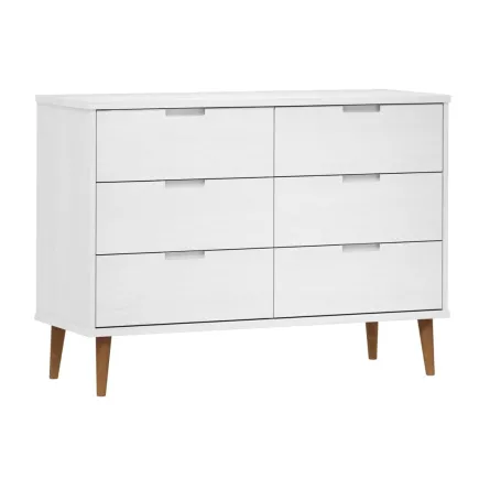 Commode MOLDE Blanc 113x40x80 cm Bois de pin massif 2