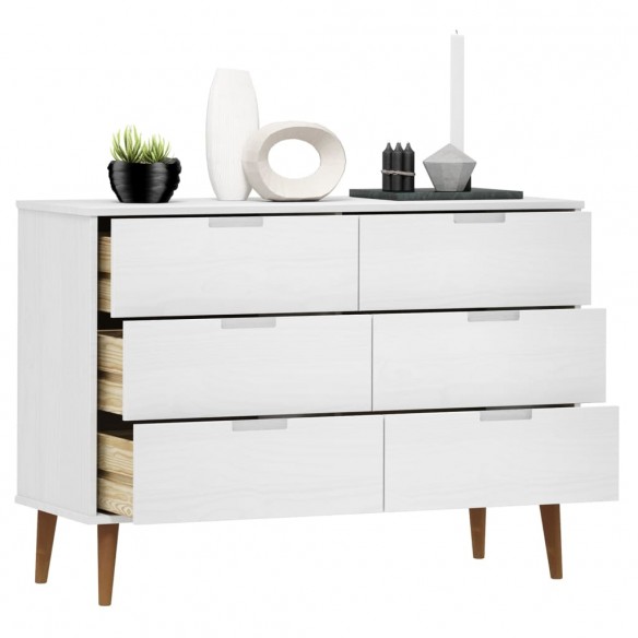 Commode MOLDE Blanc 113x40x80 cm Bois de pin massif Commode MOLDE Blanc 113x40x80 cm Bois de pin massif