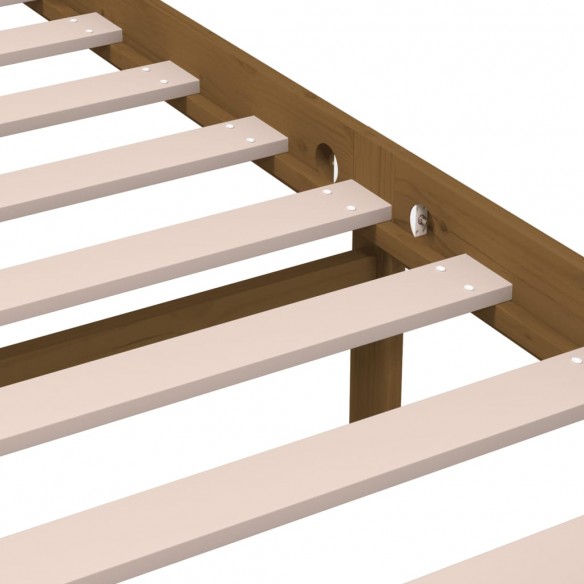 Lit Marron miel Bois massif 200x200 cm