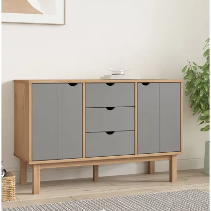 Buffet OTTA Marron et gris 113,5x43x73 cm Bois massif pin 2