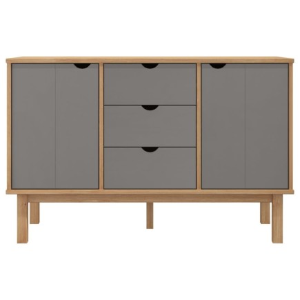 Buffet OTTA Marron et gris 113,5x43x73 cm Bois massif pin 2