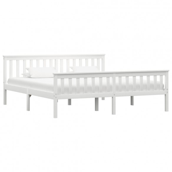 Lit Bois de pin massif Blanc 180 x 200 cm