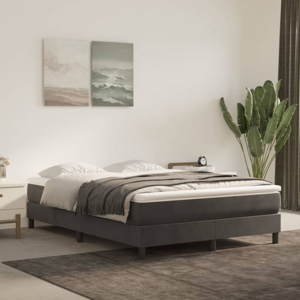 Lit Gris foncé 140x190 cm Velours