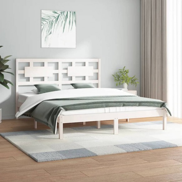 Lit Blanc Bois de pin massif 140x200 cm