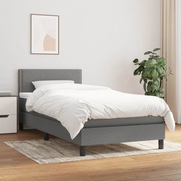 Lit avec matelas Gris foncé 90x200 cm Tissu