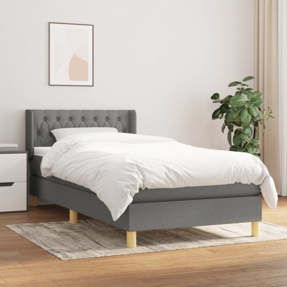 Lit avec matelas Gris foncé 90x200 cm Tissu