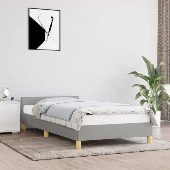 Lit avec tête de lit Gris clair 80x200 cm Tissu