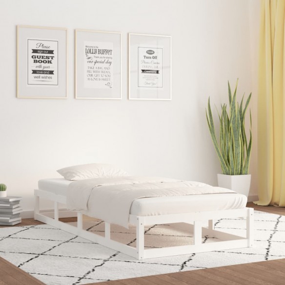 Lit Blanc 100x200 cm Bois massif