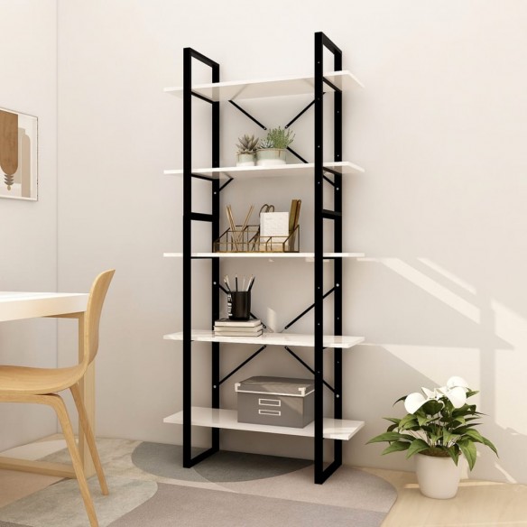 Bibliothèque à 5 niveaux Blanc 80x30x175 cm 