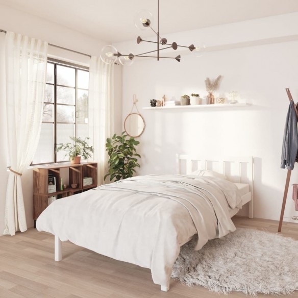 Lit Blanc Bois de pin massif 90x190 cm Simple
