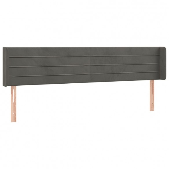 Tête de lit avec oreilles Gris foncé 203x16x78/88 cm Velours