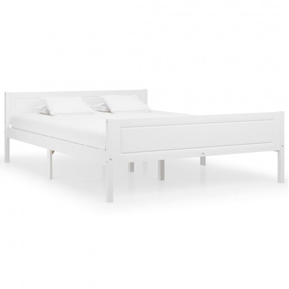Lit Bois de pin massif Blanc 140x200 cm