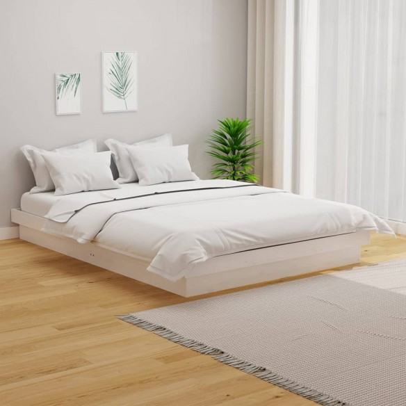 Lit blanc bois massif 140x190 cm