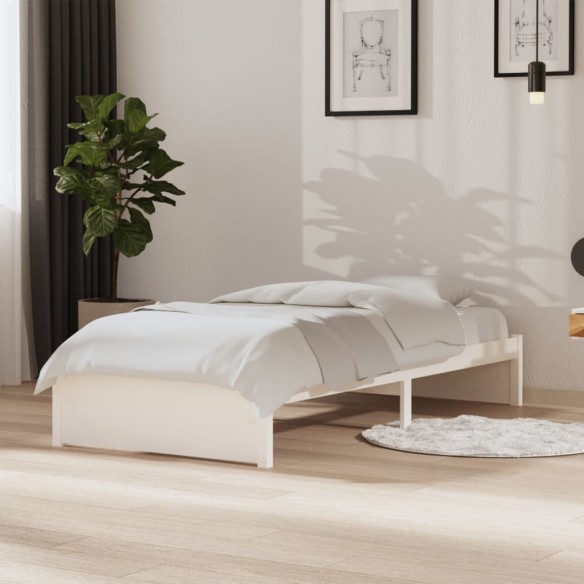Lit Blanc Bois massif 90x190 cm Simple