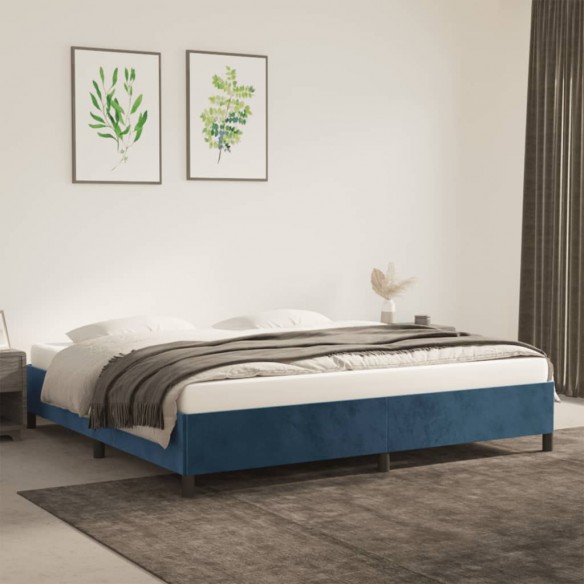 Lit Bleu foncé 200x200 cm Velours