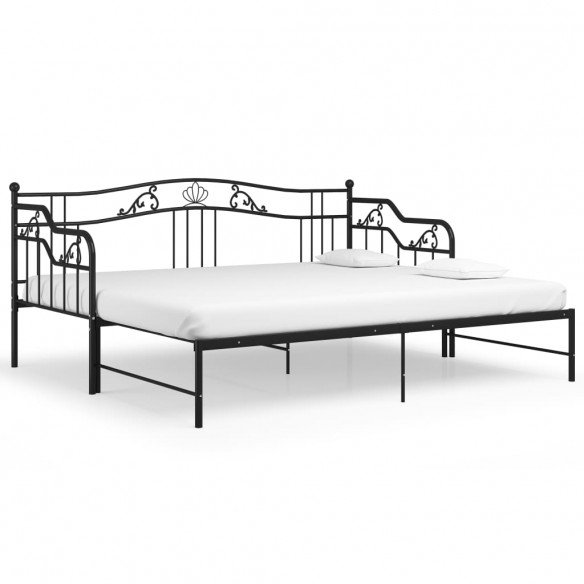 Cadre de canapé-lit extensible Noir Métal 90x200 cm Cadre de canapé-lit extensible Noir Métal 90x200 cm