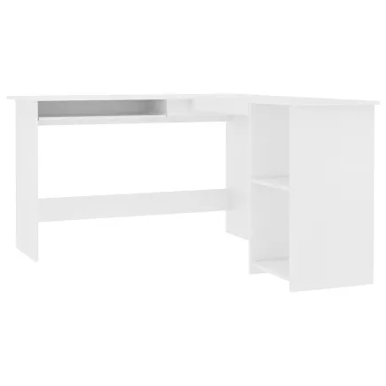 Bureau d'angle en forme de L Blanc 120x140x75 cm 2