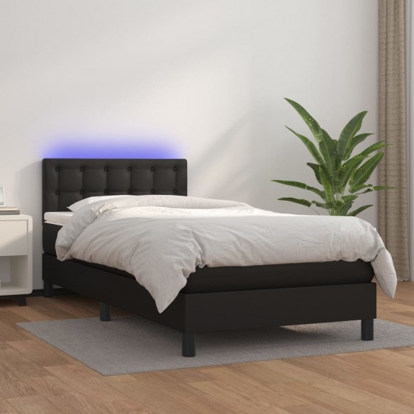 Lit avec matelas et LED Noir 80x200 cm