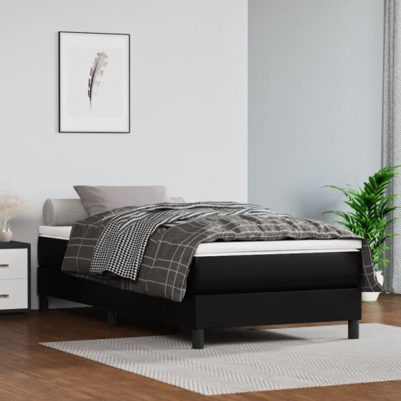 Lit avec matelas Noir 80x200cm Similicuir