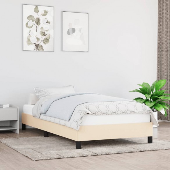 Lit Crème 90 x 200 cm Tissu