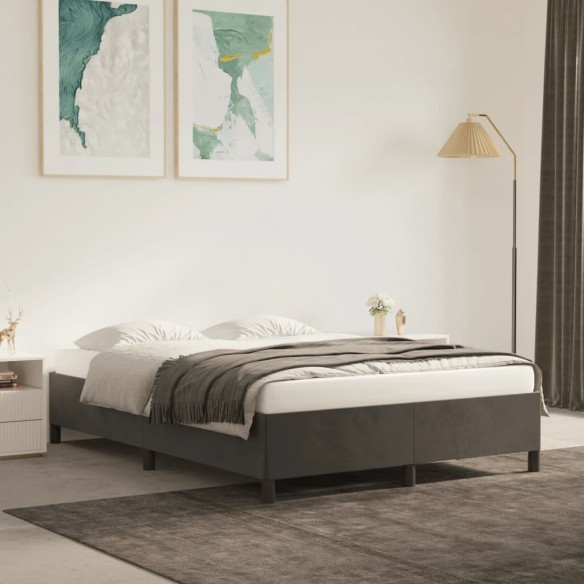 Lit Gris foncé 140x190 cm Velours