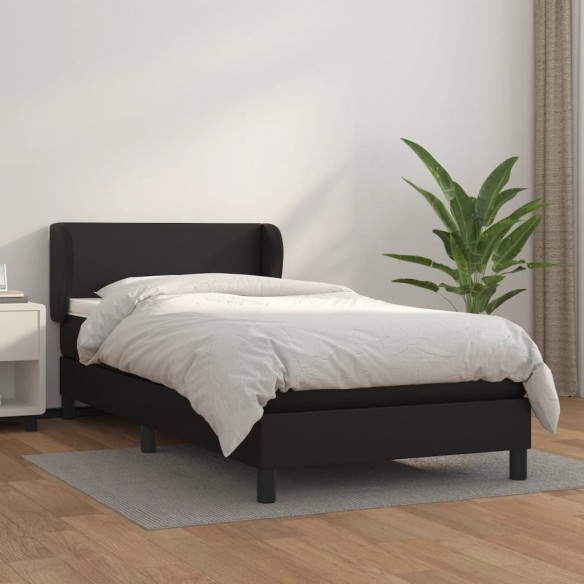 Lit avec matelas Noir 80x200cm Similicuir