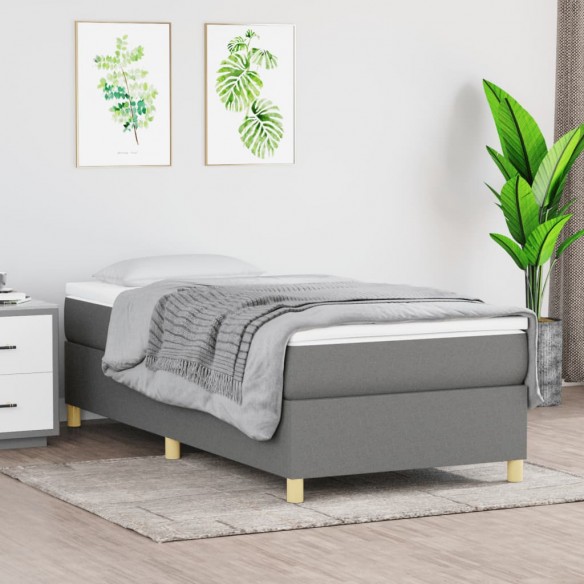 Lit Gris foncé 90x200 cm Tissu