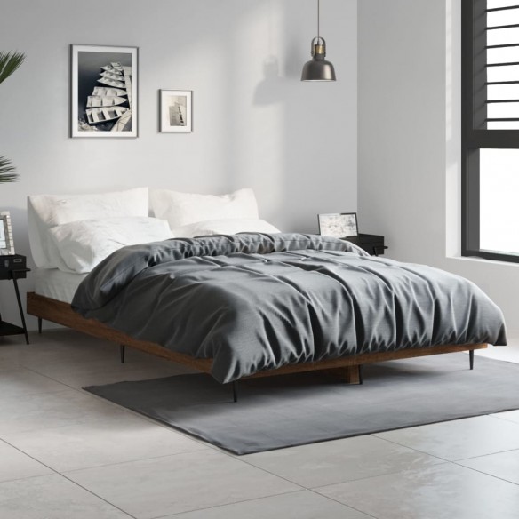 Lit chêne marron 120x190 cm bois d'ingénierie
