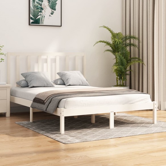Lit Blanc Bois de pin massif 120x190 cm Petit Double