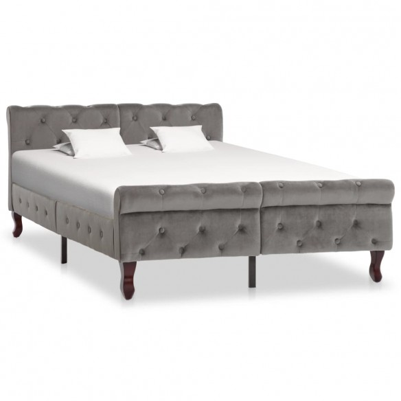 Lit Gris Velours 120 x 200 cm