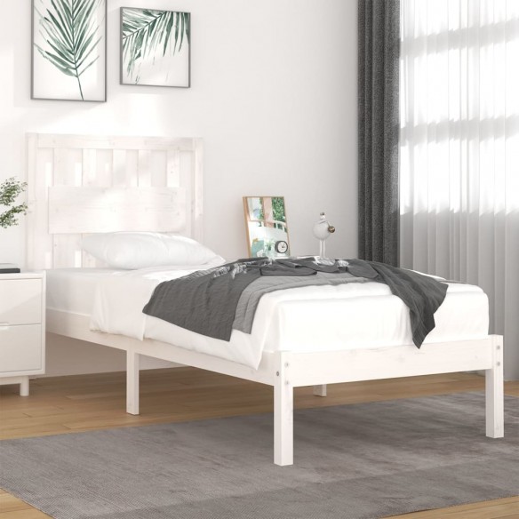 Lit Blanc Bois de pin massif 90x200 cm