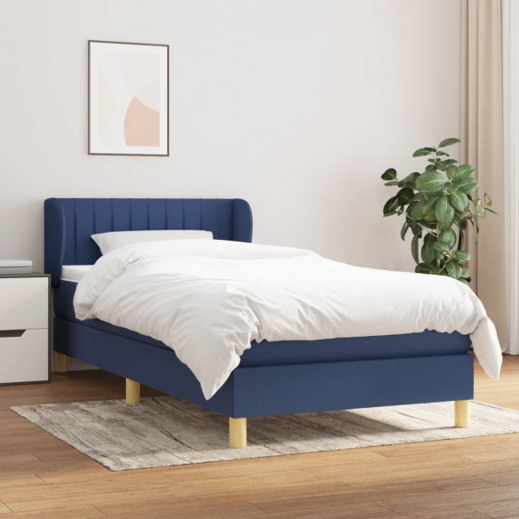 Lit avec matelas Bleu 90x200 cm Tissu