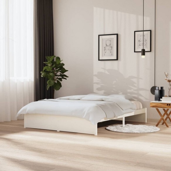 Lit Blanc Bois massif 150x200 cm Très grand