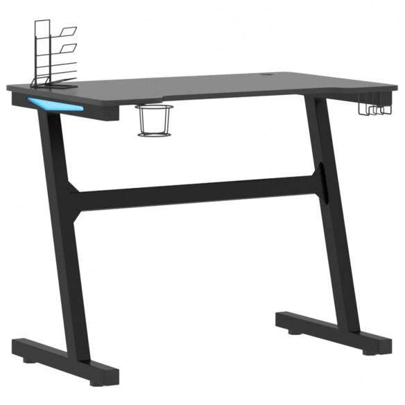 Bureau de jeu à LED avec pieds en forme de Z Noir 90x60x75 cm Bureau de jeu à LED avec pieds en forme de Z Noir 90x60x75 cm