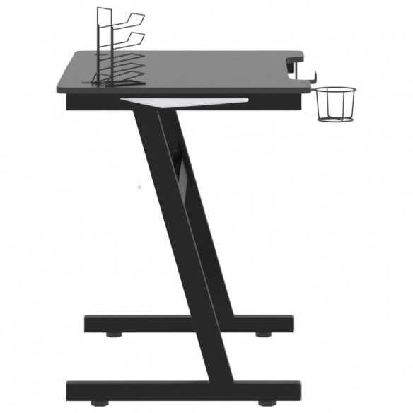 Bureau de jeu à LED avec pieds en forme de Z Noir 90x60x75 cm Bureau de jeu à LED avec pieds en forme de Z Noir 90x60x75 cm