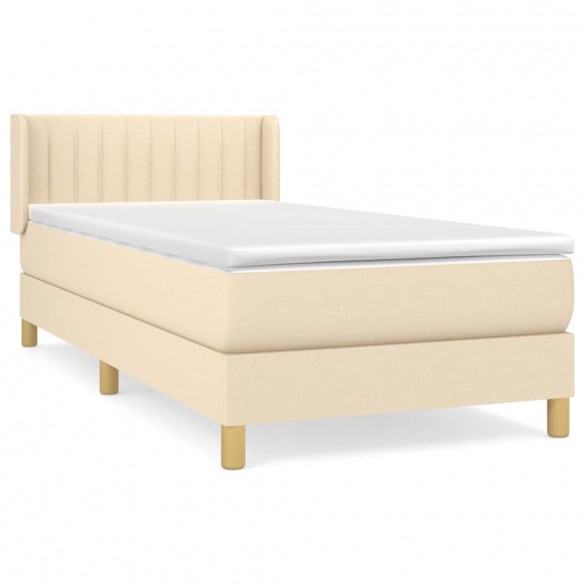 Lit avec matelas Crème 100x200 cm Tissu